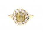 Victorian cat's eye chrysoberyl and diamond coronet cluster ring