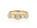 Victorian cat's eye chrysoberyl and diamond five stone ring in gold