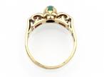 Retro 18kt yellow gold emerald and diamond three stone ring