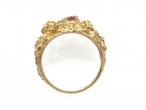 Contemporary modernist openwork dress ring in 9kt gold set with pink paste