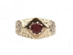 Chunky vintage synthetic ruby ring in 9kt yellow gold