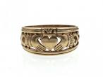 Vintage openwork Claddagh ring in yellow gold