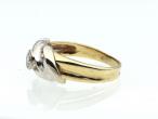 Retro two tone white and yellow gold diamond ribbon ring