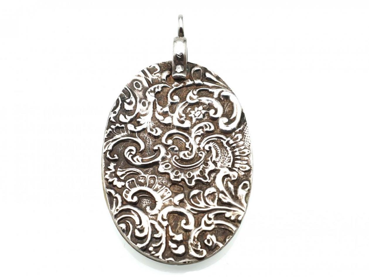 Victorian oval silver dance card with reusable inner cards