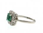 Art Deco emerald and diamond square cluster ring in platinum