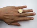 Vintage 9kt yellow gold half Sovereign ring with 1903 half Sovereign
