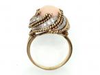 1960s angel skin coral and diamond swirl cocktail ring in yellow gold