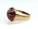 French 1940s ruby and diamond cocktail ring in 18kt yellow gold