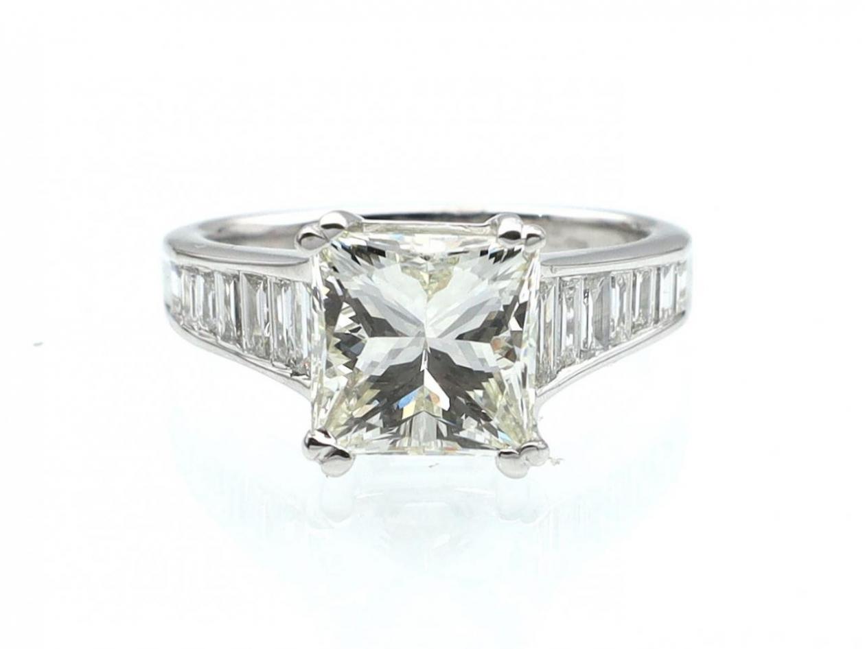 3.01ct princess cut diamond solitaire engagement ring