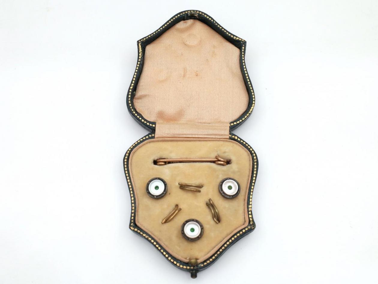 Antique Mother of Pearl Button & Pin Dress Set