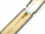 Antique Talon and turquoise stick pin in yellow gold