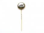 Antique Essex crystal horse and jockey stick pin in gold