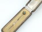 Antique cubist stick pin set with turquoise in gold