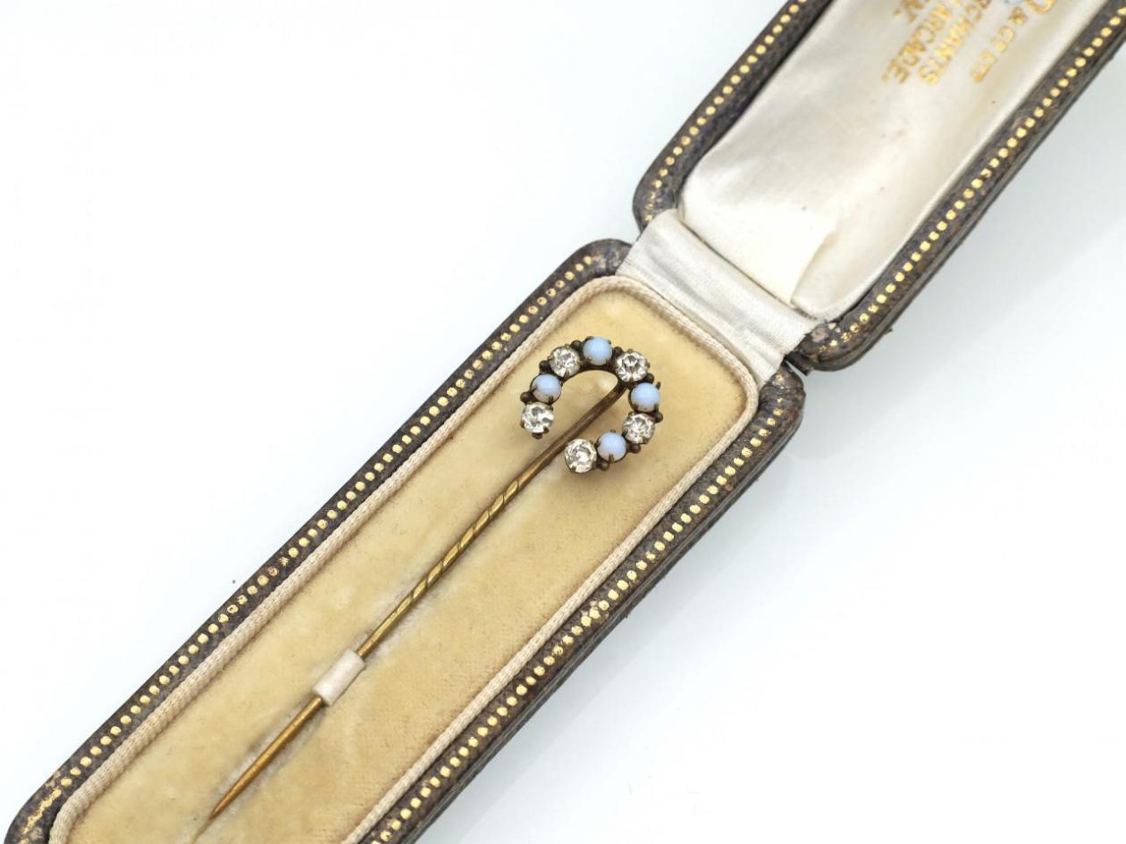 Vintage costume gemset horseshoe stick pin