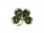 Vintage 14kt yellow gold and enamel four leaf clover pin