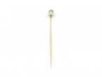 Vintage 14kt yellow gold rubover set diamond stick pin