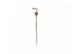 Fox and walking stick stick pin in gold