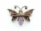 Antique Eastern European Silver & Amethyst Butterfly Clip