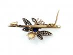 Antique French sapphire, diamond and pearl bug brooch