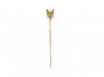 Antique 15kt yellow gold fox head with ruby eyes stick pin