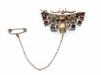 Victorian diamond, natural pearl, ruby and sapphire butterfly brooch