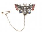 Victorian diamond, natural pearl, ruby and sapphire butterfly brooch