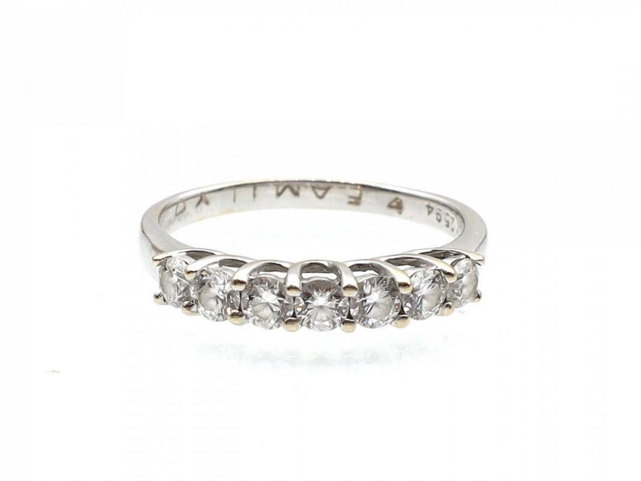 Vintage 18kt white gold diamond seven stone ring