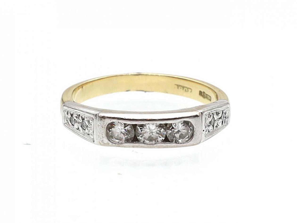 Vintage 18kt white and yellow gold geometric diamond band