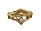 Art Nouveau double lioness diamond ring in gold