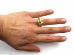 Art Nouveau double lioness diamond ring in gold