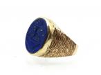 Vintage 'If I can' lapis lazuli intaglio signet ring in yellow gold