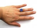 Vintage 'If I can' lapis lazuli intaglio signet ring in yellow gold