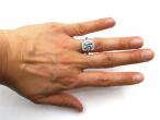 Art Deco style aquamarine and diamond cluster ring in platinum