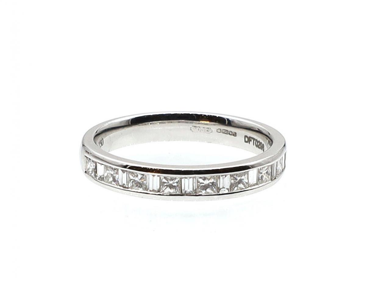 18kt white gold mixed step cut diamond half eternity ring