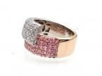 David Morris diamond and pink sapphire crossover ring