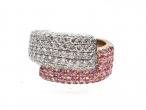 David Morris diamond and pink sapphire crossover ring