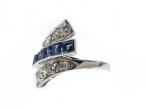 Art Deco sapphire and diamond twist ring in platinum
