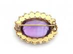 Antique Oval Amethyst & Seed Pearl Brooch in Gold
