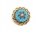 Victorian diamond and turquoise star brooch in yellow gold