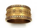 Victorian Etruscan revival 15kt yellow gold cuff bangle