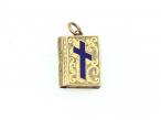 Antique Holy Bible locket charm in yellow gold