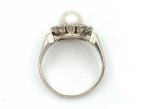 Vintage cultured pearl and diamond coronet cluster ring