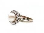 Vintage cultured pearl and diamond coronet cluster ring