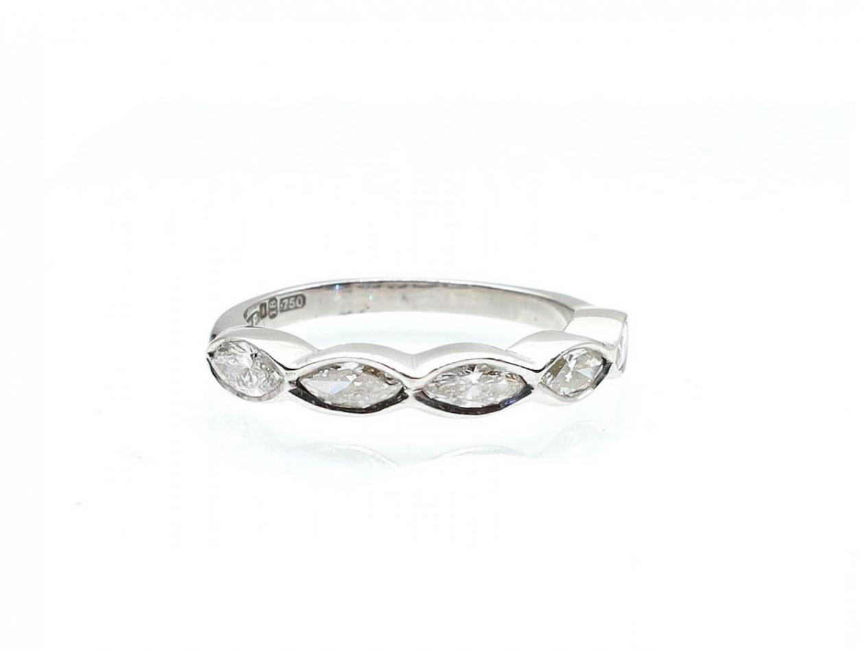 18kt white gold marquise cut diamond half eternity ring