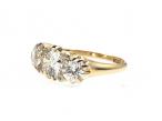Antique three stone diamond ring in 18kt yellow gold