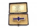 Victorian Lapis Lazuli, Seed Pearl & Diamond Cross Brooch