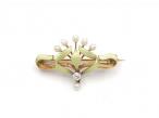 French Art Nouveau diamond, pearl and enamel lily of the valley brooch