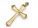 French 18kt yellow gold openwork cross pendant set with a pearl