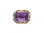 Victorian Amethyst & Seed Pearl Brooch in Yellow Gold