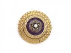 Antique French pearl diamond and amethyst circular brooch